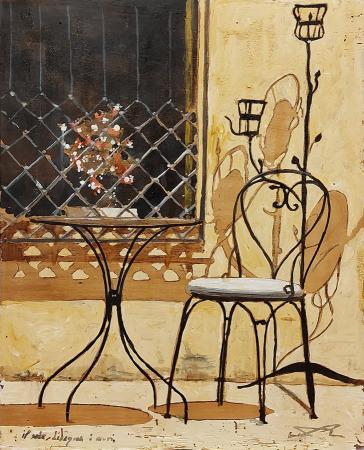 Quadro di Massimo Lomi Il sole disegna i muri - tempera tavola 