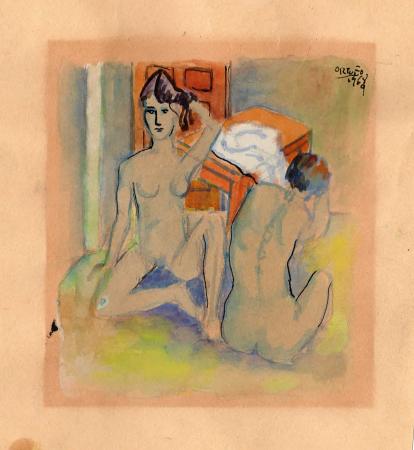 Quadro di Enrique Ortuno Araez Due nudi - Pittori contemporanei galleria Firenze Art
