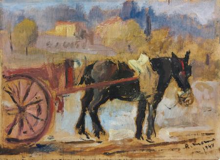 Quadro di Rodolfo Marma Cavallo sull'Arno - olio tavola 