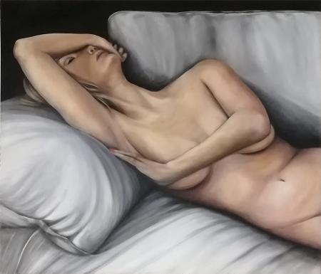 Quadro di Laura Aprile Nudo frontale - Pittori contemporanei galleria Firenze Art