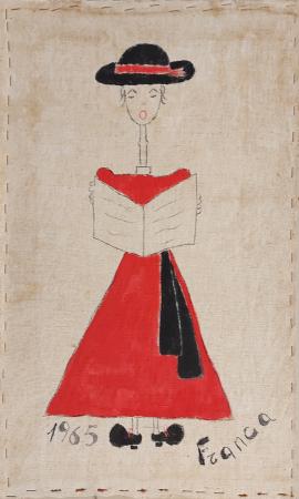 Art work by  Franca Figura con cappello  - oil canvas cardboard  