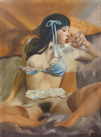 Quadro di Costanza Oghi Nudo in posa - Pittori contemporanei galleria Firenze Art