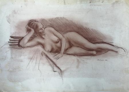 Quadro di Ernesto Zei Nudo sdraiato - Pittori contemporanei galleria Firenze Art