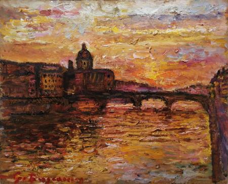 Quadro di Guido Borgianni Cestello al tramonto, Firenze  - olio faesite 