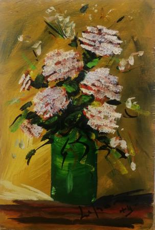 Quadro di  Lepori Vaso di fiori - olio tavola 
