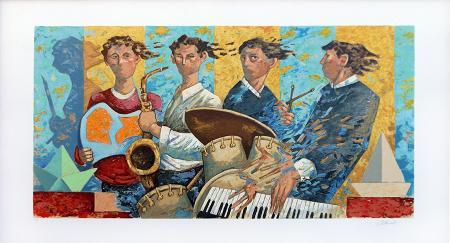 Quadro di Giampaolo Talani Blues Band - Pittori contemporanei galleria Firenze Art