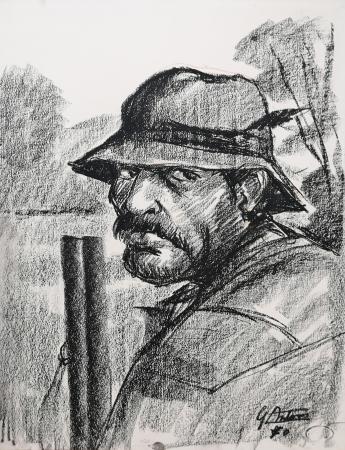 Quadro di Gianfranco Antoni Uomo con berretto - Pittori contemporanei galleria Firenze Art
