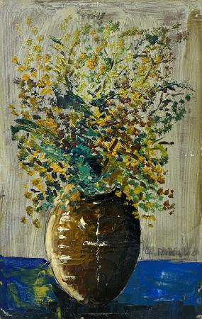 Quadro di Giorgio Di Volo Vaso con fiori - olio cartone 