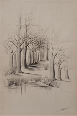 Art work by firma Illeggibile Viale di alberi spogli - print paper 