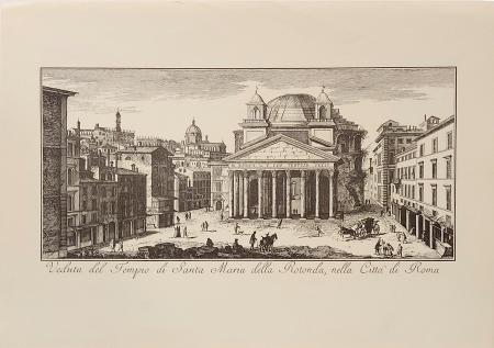 Quadro di Edizioni Zocchi Veduta del Tempio di Santa Maria della Rotonda, nella città di Roma - incisione carta 