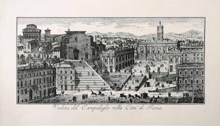 Quadro di Edizioni Zocchi Veduta del Campidoglio nella città di Roma - incisione carta 