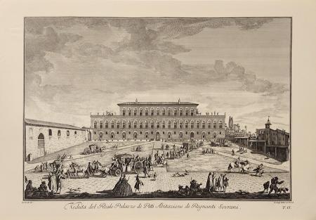 Quadro di Edizioni Zocchi Veduta del Reale Palazzo de Pitti abitazione de Regnanti Sovrani - incisione carta 