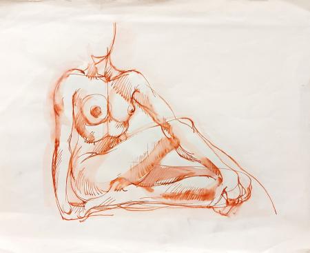 Quadro di Claude Falbriard Studio di anatomia femminile - acquerello carta 