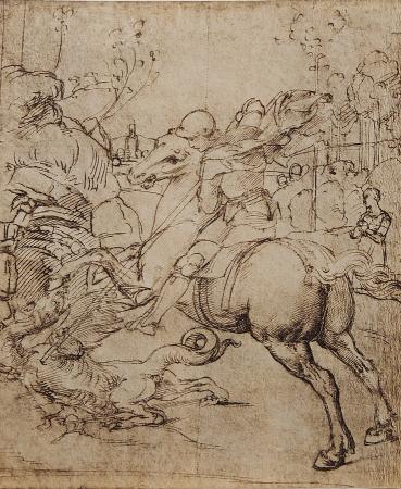Quadro di Raffaello Sanzio S. Giorgio che uccide il drago (fac-simile) - Pittori contemporanei galleria Firenze Art