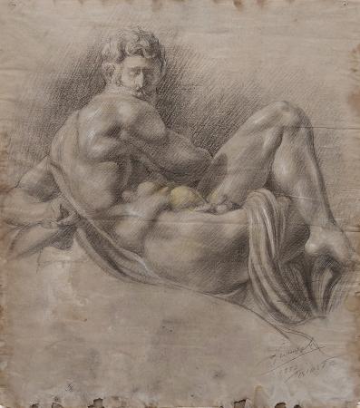 Quadro di firma Illeggibile Studio d'anatomia maschile  - Pittori contemporanei galleria Firenze Art
