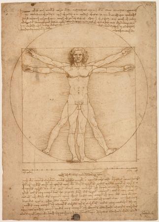 Quadro di Leonardo Da Vinci Uomo vistruviano - Pittori contemporanei galleria Firenze Art