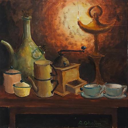 Quadro di Raffaele Ghetta Composizione con caffè - Pittori contemporanei galleria Firenze Art