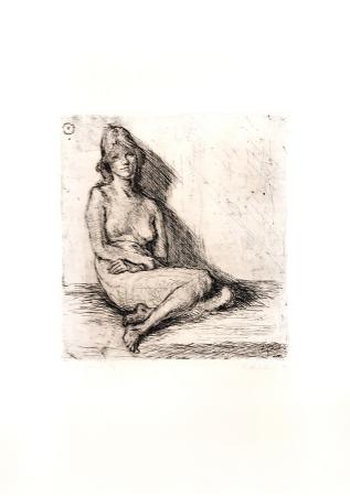 Quadro di firma Illeggibile Nudo seduto - Pittori contemporanei galleria Firenze Art