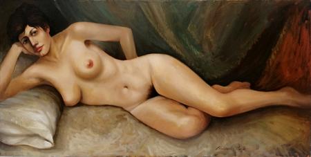 Quadro di Carlo Chellini Nudo sdraiato - Pittori contemporanei galleria Firenze Art