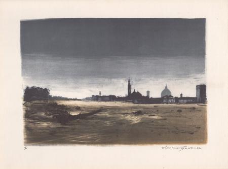 Quadro di Luciano Guarnieri Veduta dell'Arno - litografia carta 