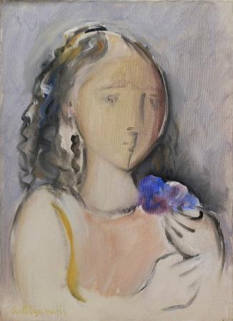 Quadro di Giorgio Polykratis Adolescente con fiore - olio tela 