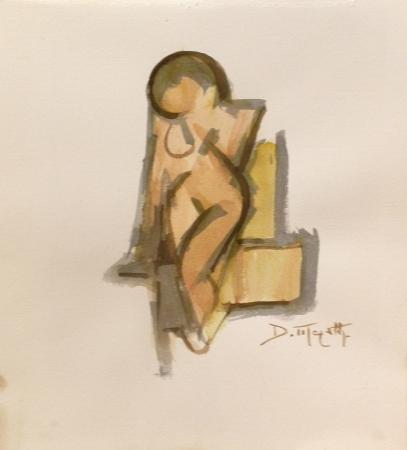 Quadro di Piermario Dorigatti Nudo astratto - acquerello carta 