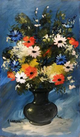 Quadro di Marcello Gamurro Vaso con fiori primaverili  - olio faesite 