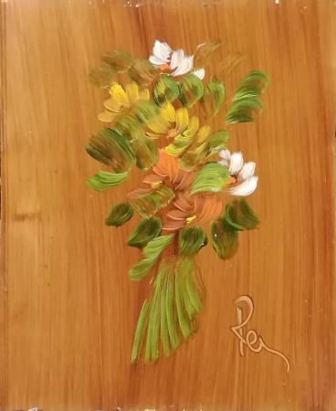 Art work by firma Illeggibile Vaso con fiori - oil copper 