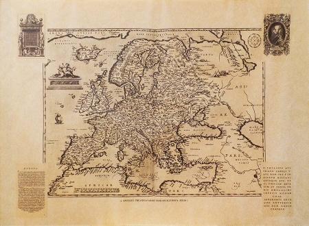 Quadro di firma Illeggibile Mappa Europa - Pittori contemporanei galleria Firenze Art