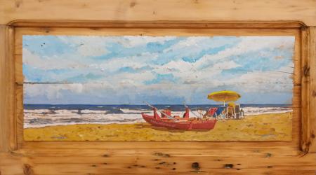 Quadro di Massimo Lomi In spiaggia - mista legno 