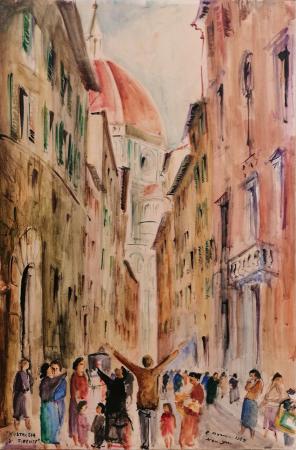 Art work by Rodolfo Marma Nostalgia di Firenze - New York - watercolor cardboard 