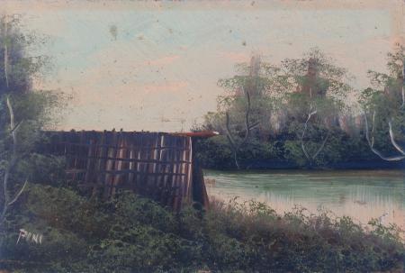 Quadro di  Pini Lago - olio faesite 