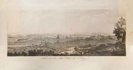 Quadro di Antonio Terreni Veduta generale della città di Firenze - stampa carta 