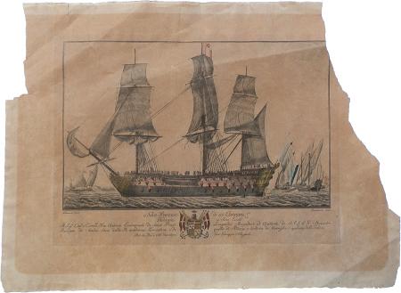 Quadro di Ferdinando  Fambrini Nave francese 110 cannoni - acquaforte carta 