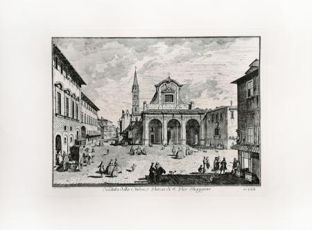Quadro di Edizioni Zocchi Veduta della chiesa e Piazza di San Pier Maggiore - Pittori contemporanei galleria Firenze Art