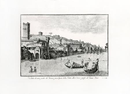 Quadro di Edizioni Zocchi Veduta di una parte di Firenze presa fuori della Porta alla Croce presso al Fiume Arno - stampa carta 
