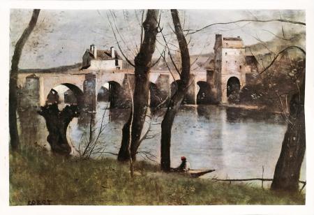 Quadro di Camille Corot Jean-Baptiste Il ponte di Mantes  - stampa tela 