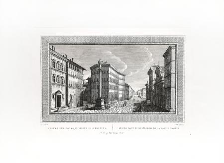 Art work by Edizioni Zocchi Veduta del ponte e chiesa S. Trinità  - print paper 