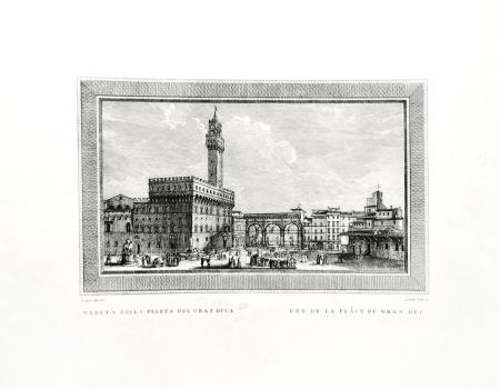 Quadro di Edizioni Zocchi Veduta della Piazza del gran Duca - stampa carta 