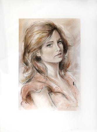 Art work by A. Brunetti Volto di donna  - pastel paper 
