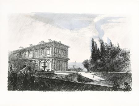 Quadro di Luciano Guarnieri IV. Palazzo Pitti dal giardino di Boboli  - litografia carta 