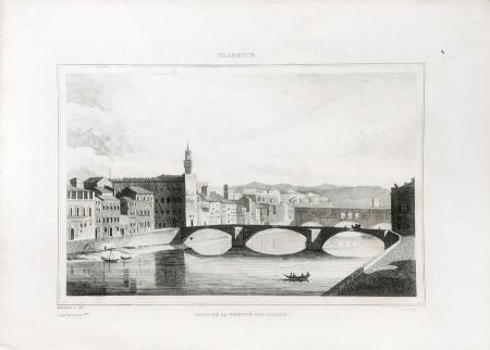 Art work by J. Labrouste Florence, Pont de la Trinitè sur l'Arno - print paper 