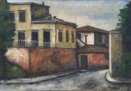 Quadro di Gianfranco Frezzolini Nel quartiere - Pittori contemporanei galleria Firenze Art