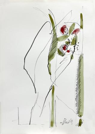 Quadro di Gastone Breddo Mazzo di fiori  - litografia carta 