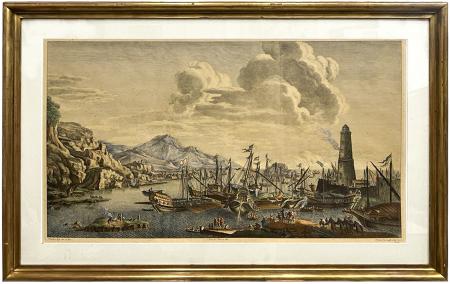 Quadro di  Antiquariato Marina del Porto - incisione acquarellata carta 