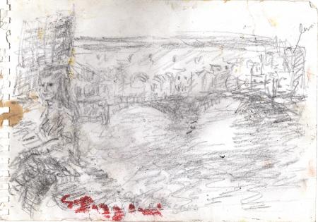 Quadro di Guido Borgianni Ponte Vecchio, Firenze - lapis carta 