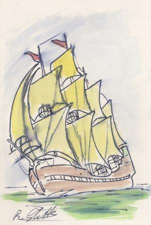 Quadro di Raffaele Ghetta Barca a vela - acquerello carta 