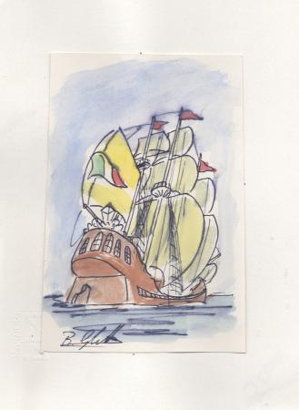 Quadro di Raffaele Ghetta Barca a vela - acquerello carta 