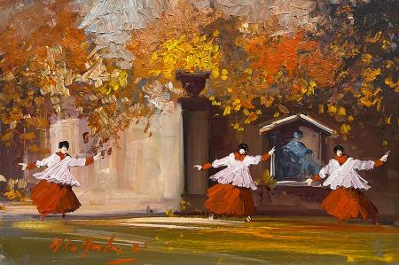 Art work by Norberto Martini Angolo d'autunno - oil table 