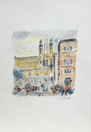 Quadro di Michele Cascella città - litografia carta 